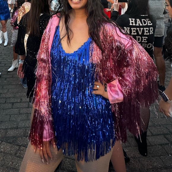 Royal Blue Fringe Bodysuit - Picture 5 of 8